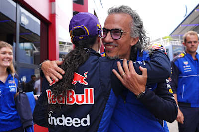 Alisha Palmowski and Laurent Mekies after her win in Zandvoort
