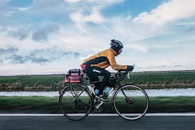 Steve Abraham rides his bike