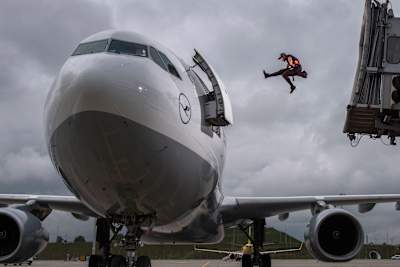 Jason Paul leaps into a plane