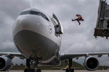 Jason Paul leaps into a plane