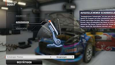 Screenshot from EA Sports WRC shows the boost control settings.
