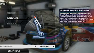 Screenshot from EA Sports WRC shows the boost control settings.