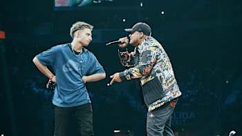 Aczino performs during the International Final of the Red Bull Batalla de los Gallos first round against Wos in Madrid, Spain on November 30 2019.