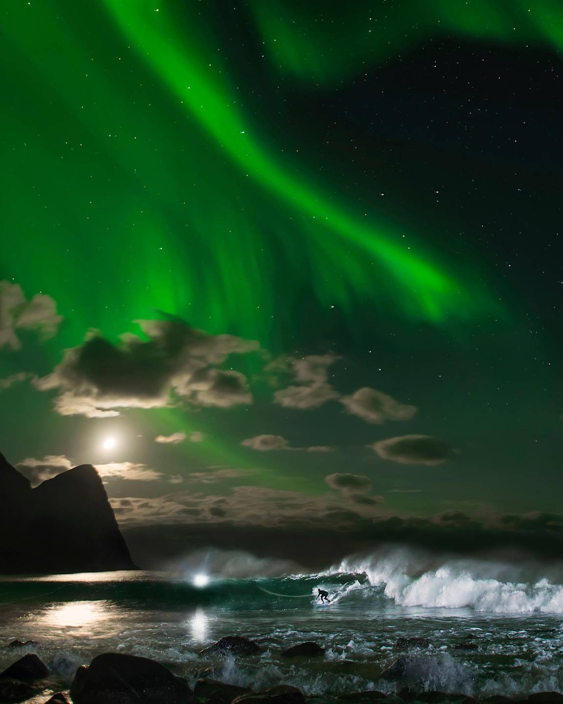 Mick Fanning Surfing Under Northern Lights Video