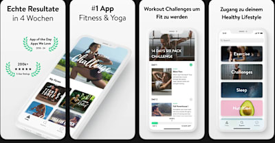 Screenshots der Asana Rebel Fitness App