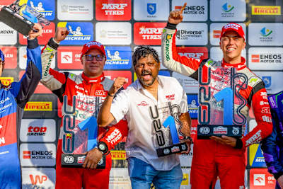 Latvian star (second from right) excelled with Polish ERC victory in 2025