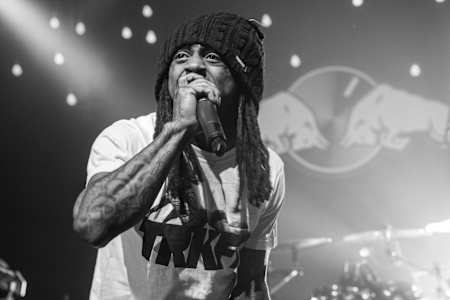 A photo of Lil Wayne performing for Red Bull Sound Select Presents: 30 Days in LA at The Fonda in Los Angeles, USA, back in 2014.