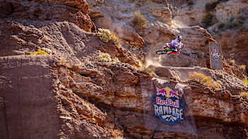 Jaxson Riddle competes at Red Bull Rampage in Virgin, UT, USA, on Oct 12, 2023