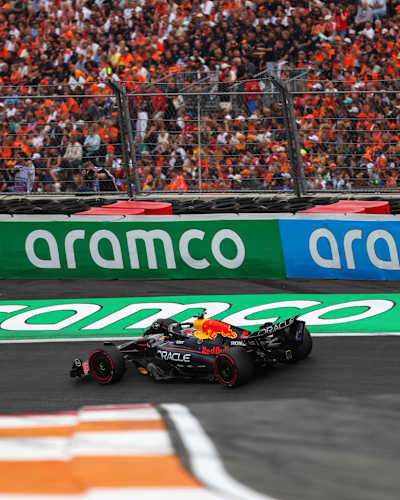 Max Verstappen of the Netherlands driving the (1) Oracle Red Bull Racing RB21 on track during the F1 Grand Prix of Netherlands at Circuit Zandvoort on August 31, 2025 in Zandvoort, Netherlands.
