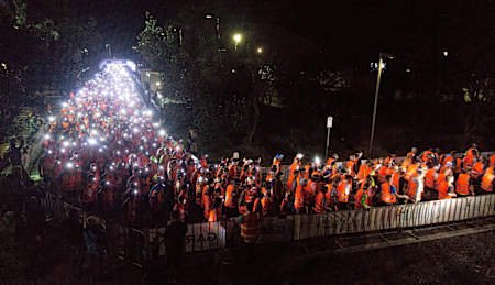 Participants start during the Wings for Life World Run in Melbourne, Australia on May 3, 2015.
