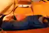 Stefan Glowacz gets some sleep in a tent