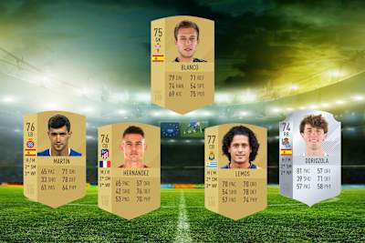 Les joueurs Aarón Martín, Lucas Hernández, Mauricio Lemos et Álvaro Odriozola de la Liga de FIFA 18.