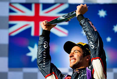 Daniel Ricciardo no pódio do GP da Austrália de 2014