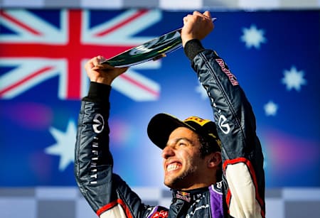 Daniel Ricciardo no pódio do GP da Austrália de 2014
