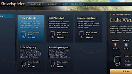 Screenshot aus Age of Empires 4 zeigt den Spielmodus Kunst des Krieges, den Einsteiger als erstes abschließen sollten.