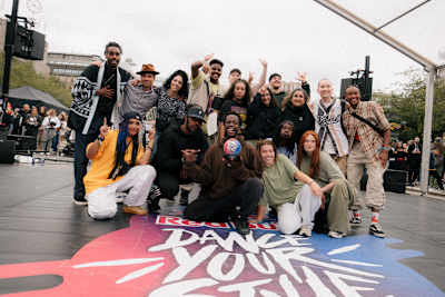 Participants dancing at the Red Bull Dance Your Style final in Kungsträdgården, Stockholm on the 26th of August 2023. 