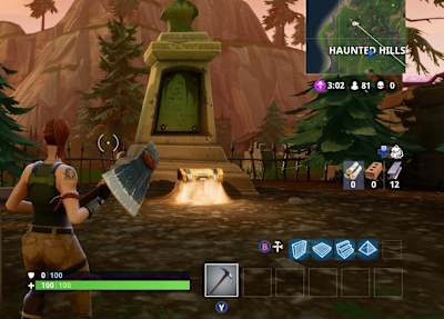 Screen shot from the new Haunted Hills location in Fortnite: Battle Royale video game.