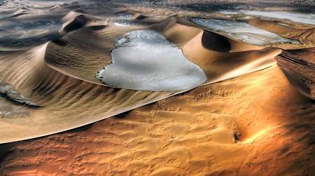 The salt pans of the Namibian desert give it an other-worldly look