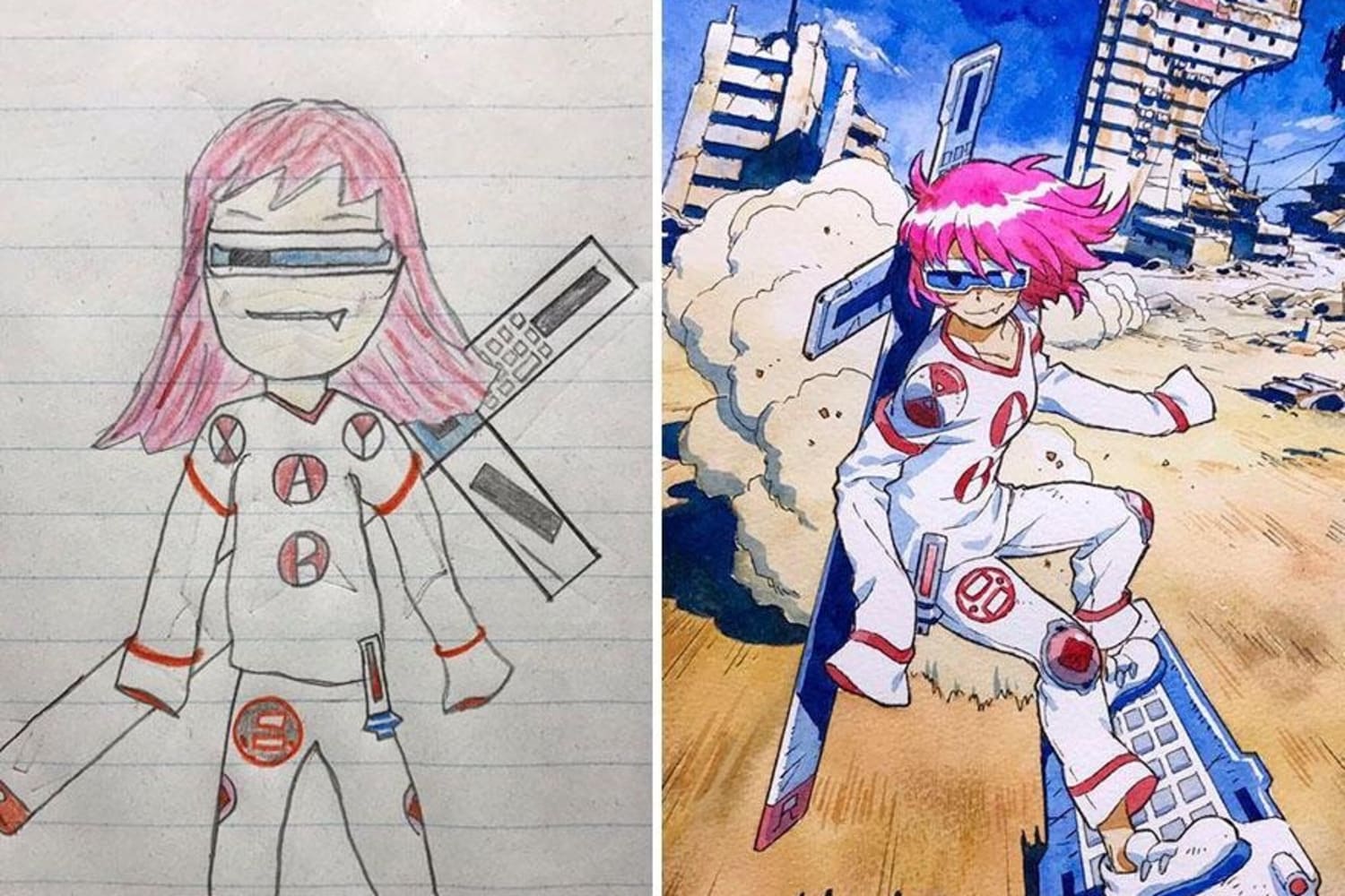 Ele transformou os desenhos dos filhos em animes