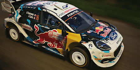 Captura de pantalla de EA Sports WRC 24 muestra el Ford Puma 1 de Adrien Fourmaux