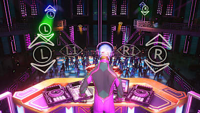 Screenshot aus Marvel's Spider-Man 2 zeigt einen Charakter als DJ an den Turntables.