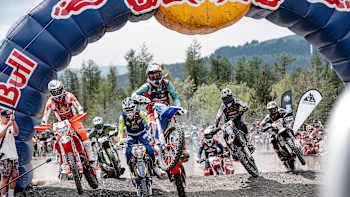 Riders take off at the start line of FIM Hard Enduro World Championship 2024 Stop 1, Valleys Hard Enduro