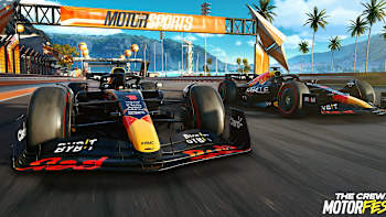 A screenshot from The Crew Motorfest showing the Oracle Red Bull Racing RB18 in the game.