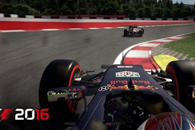 Le pilote Red Bull Racing Max Verstappen dans le jeu vidéo F1 2016.