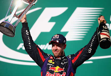 Sebastian Vettel comemora a vitória no GP dos EUA de 2013