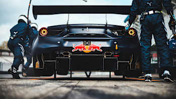 Felipe Fraga and team members perform a DTM test at Hockenheimring, Germany, on April 6, 2022.