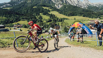 Mathias Flückiger competes at UCI XCO World Cup in Leogang, Austria, on June 12, 2022.