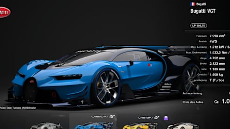 Screenshot from Gran Turismo 7 shows Bugatti VGT