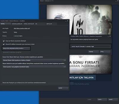 CS:GO başlatma seçenekleri