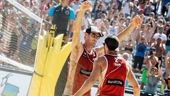 Binstock and Schachter celebrate in the semi-final