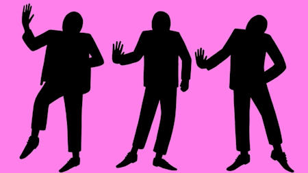 A silhouette image of dancers doing the Sekem.