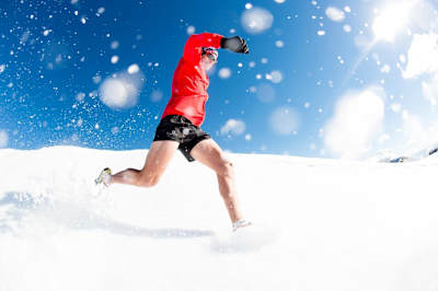 Ryan Sandes photographed during a training session on Matroosberg mountain amongst the snow
