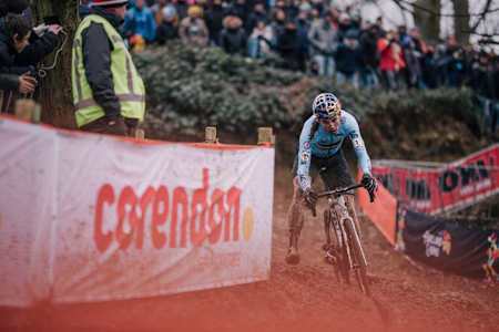 Wout van Aert as seen racing at the 2018 CX World Championships in Valkenburg, Netherlands.