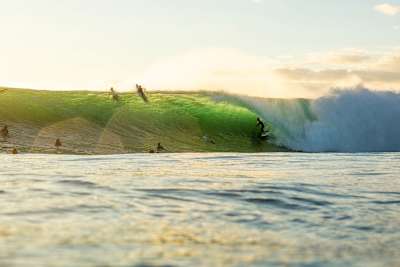 Jack Robinson rides the tube at home in Margaret River.