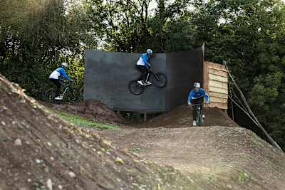 Matt Jones practises a body slide on the Design and Conquer course.