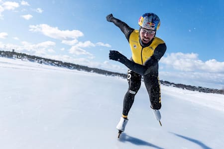 Kjeld Nuis tijdens zijn snelheidsrecordpoging