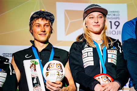 Alex Megos and Janja Garnbret at IFSC Climbing World Championships.