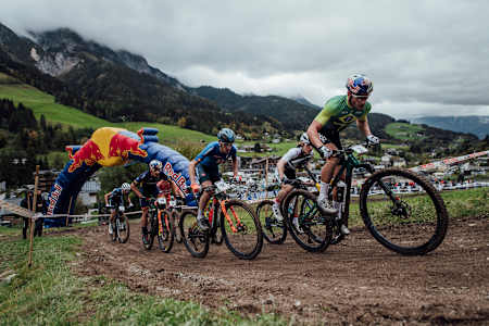 XCO Athletes perform at UCI XCO World Championships in Leogang, Austria, on October 10, 2020.