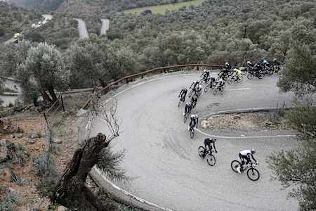 Cyclists pictured climbing the Coll de Sóller climb in Mallorca, Spain.