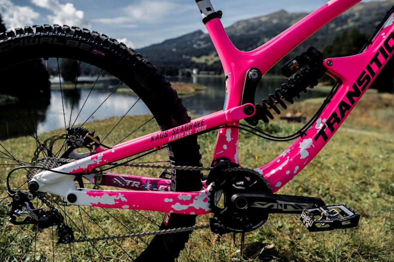 pink downhill bike