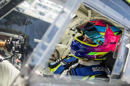 Abbie strapped in and ready for action