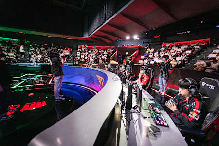 T1 prepare for action at the LCK Playoffs at the LoL Park in Seoul, South Korea