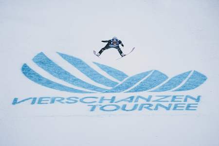 Andreas Wellinger of Germany during the competition jump for the Four Hills Tournament of FIS Ski Jumping World Cup at Bergiselschanze in Innsbruck, Austria.
