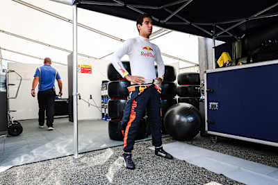 Jehan Daruvala prepares for a race in the FIA Formula 2 Championship at Monza Eni Circuit.