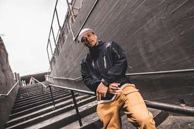 RoxRite poses for a portrait on stairs at the Red Bull BC One Cypher in Los Angeles, USA on April 27, 2019.