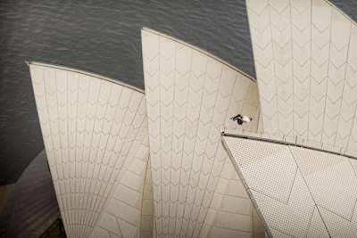 Dominic Di Tomasso freerunning the Sydney Opera House, Australia on March 10, 2022.